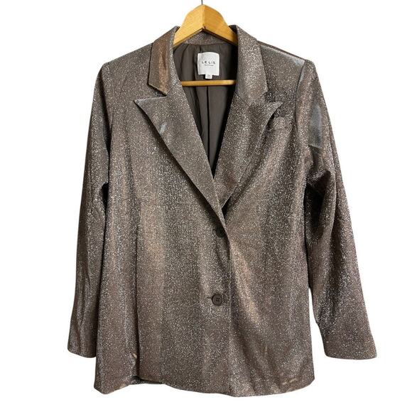 Le Lis Collection Single Breasted Blazer Brown Women's XS Office Work Metallic - Picture 1 of 7